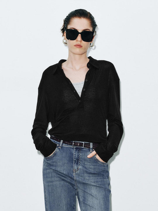 Chemises Polo à Manches Longues