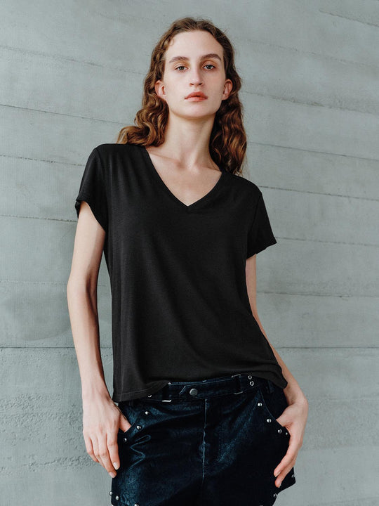 Camisetas de manga corta con cuello en V