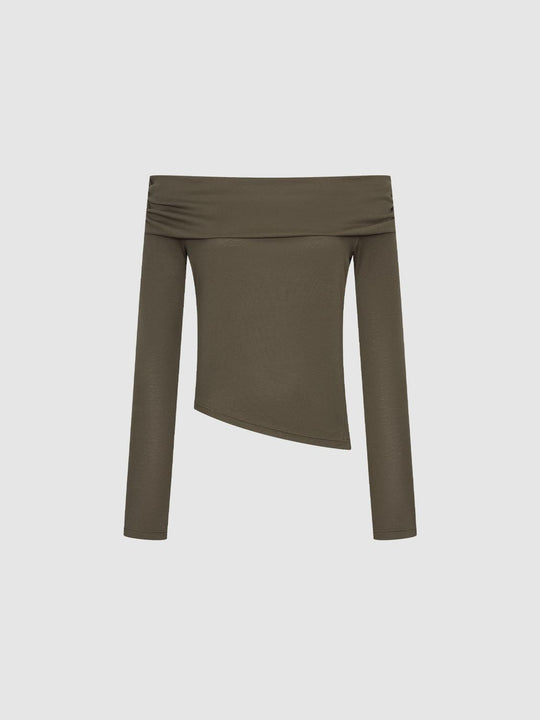 Camisetas de manga larga con hombros descubiertos