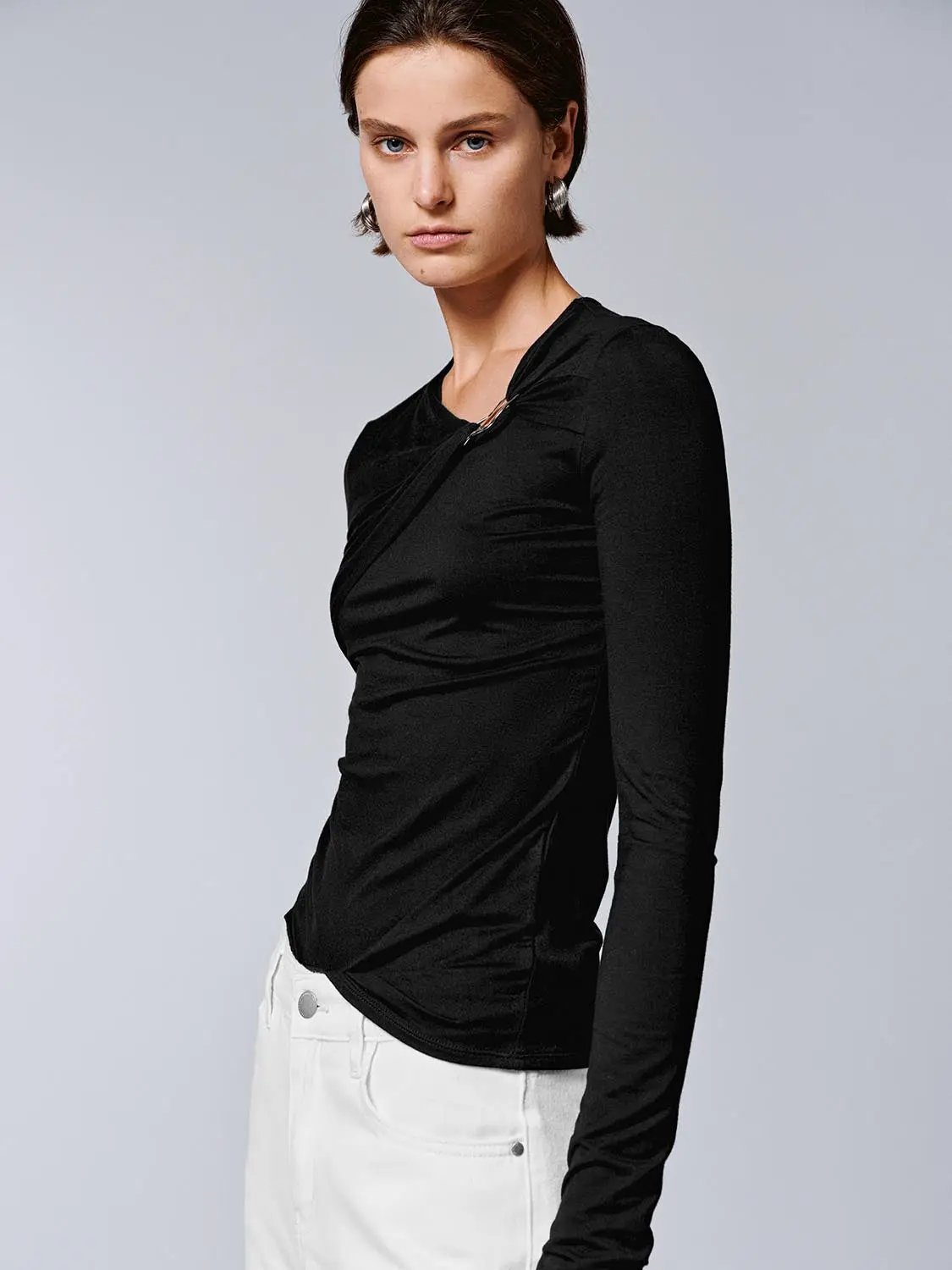 Knot Front Long Sleeve T-Shirts by Urban Revivo Fashion