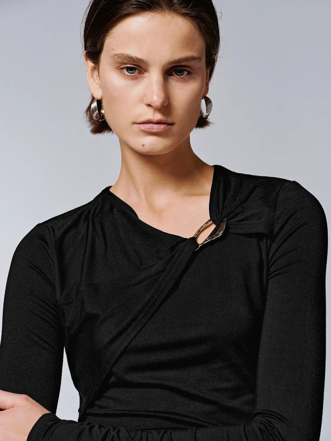 Knot Front Long Sleeve T-Shirts by Urban Revivo Fashion