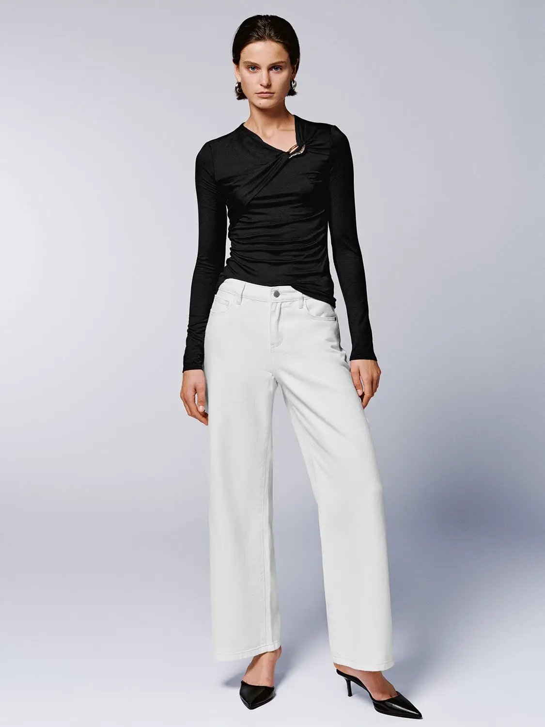 Knot Front Long Sleeve T-Shirts by Urban Revivo Fashion