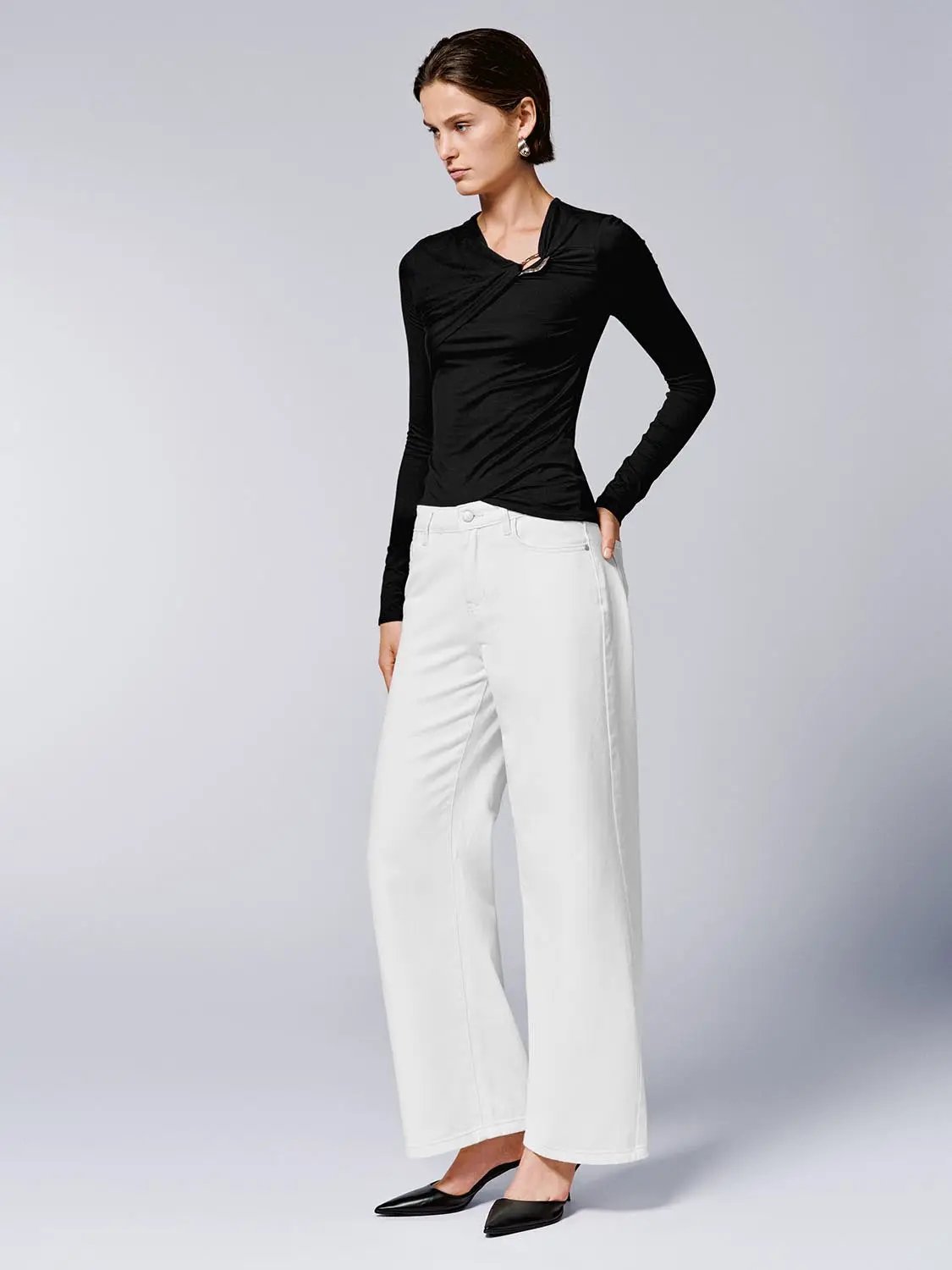 Knot Front Long Sleeve T-Shirts by Urban Revivo Fashion