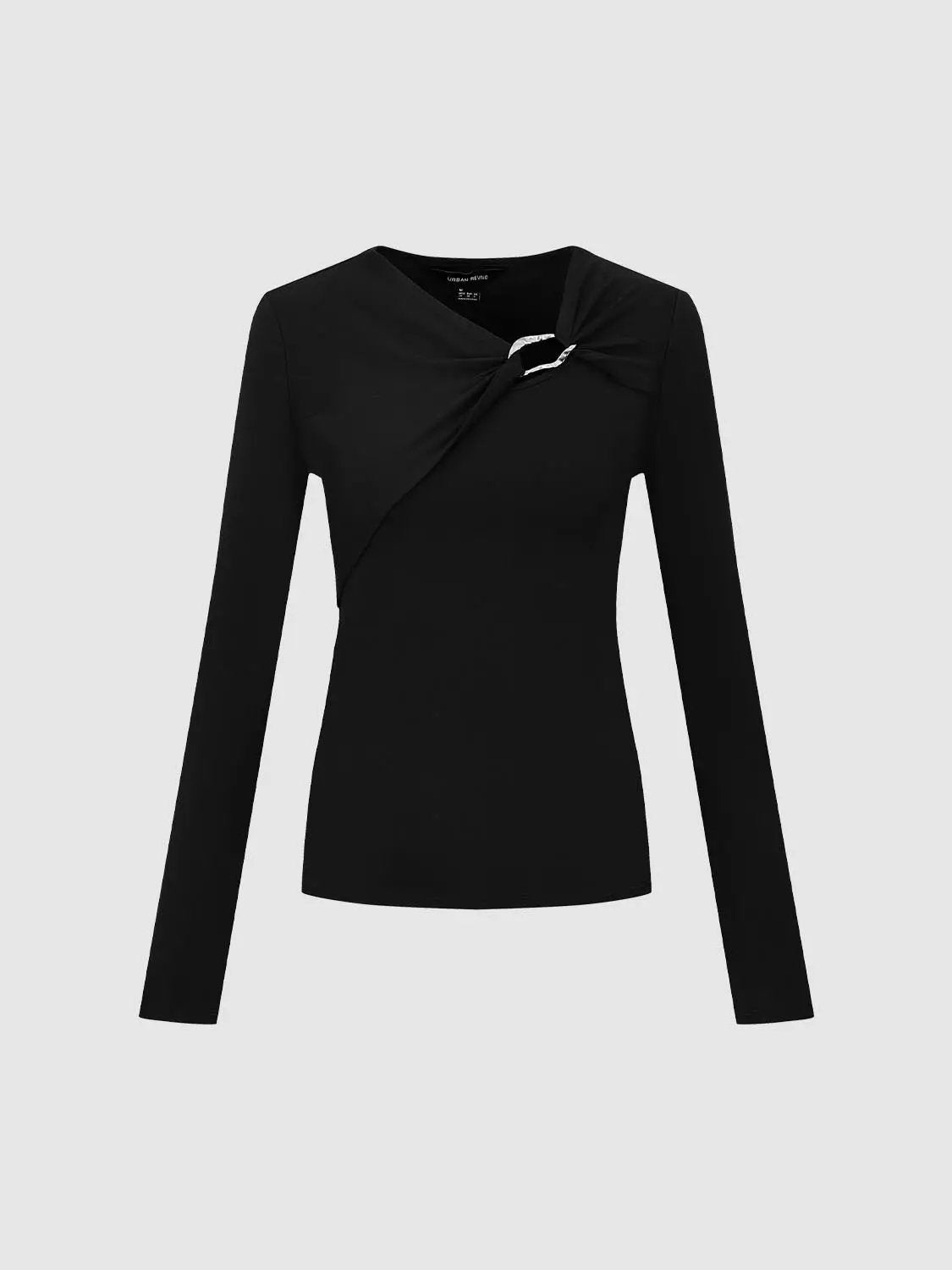 Knot Front Long Sleeve T-Shirts by Urban Revivo Fashion