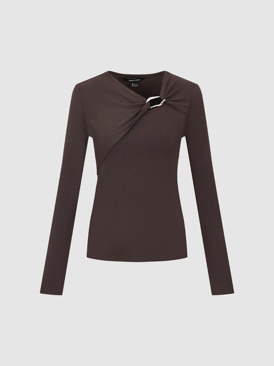 Camisetas de manga larga con nudo delantero