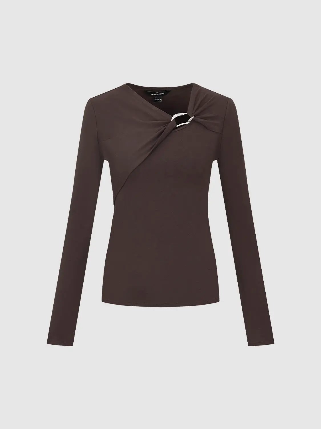 Knot Front Long Sleeve T-Shirts by Urban Revivo Fashion