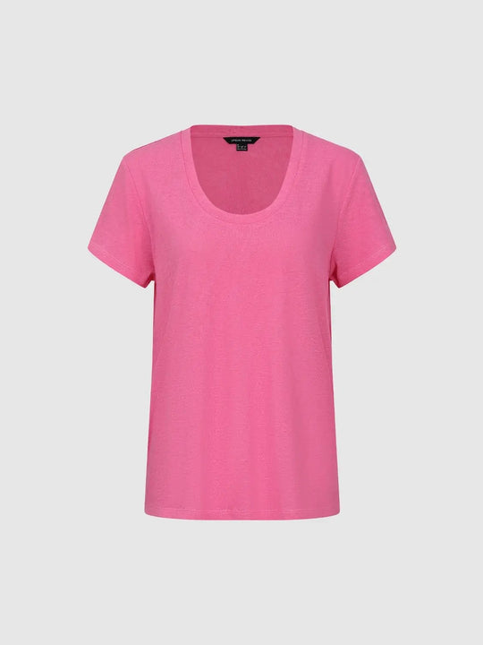 Pink Cotton-Poly Blend Round Neck T-Shirts