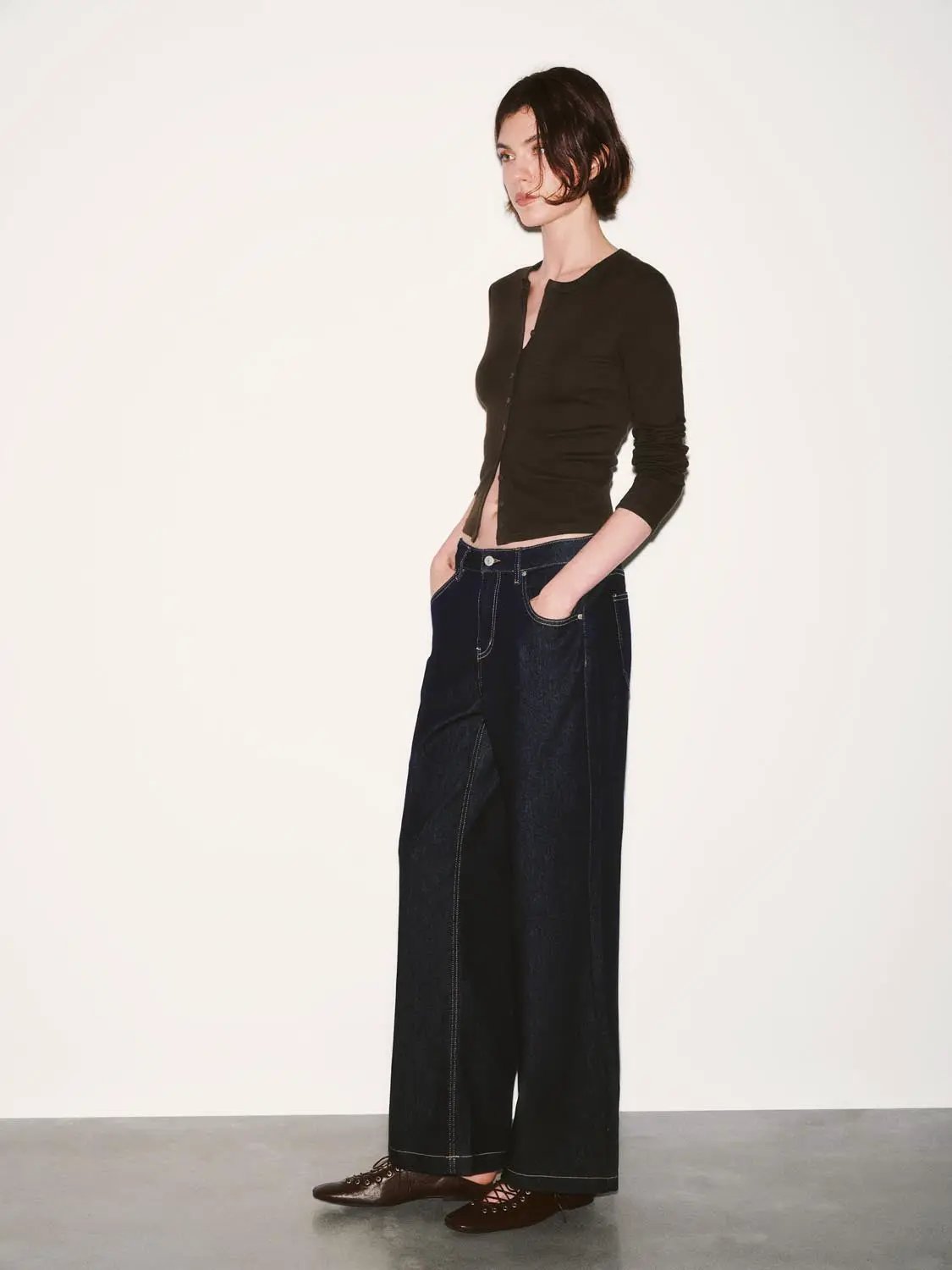Button Detail Crew Neck Long Sleeve Skinny Fit T-Shirts by Urban Revivo Fashion
