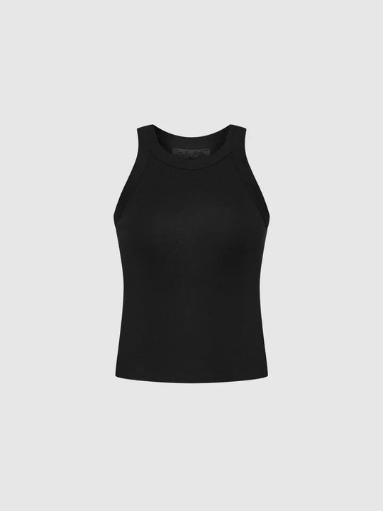 Tops de tirantes ajustados sin mangas con cuello redondo