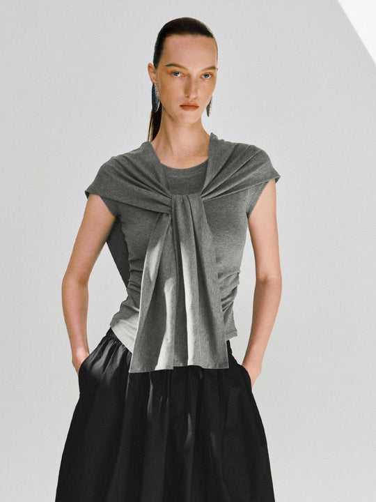 Knot Front Flattering Drape For Everyday Chic Wardrobe Knit T-Shirts
