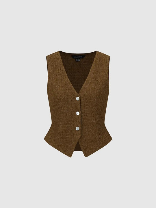 Tops de tirantes con cuello en V y botones