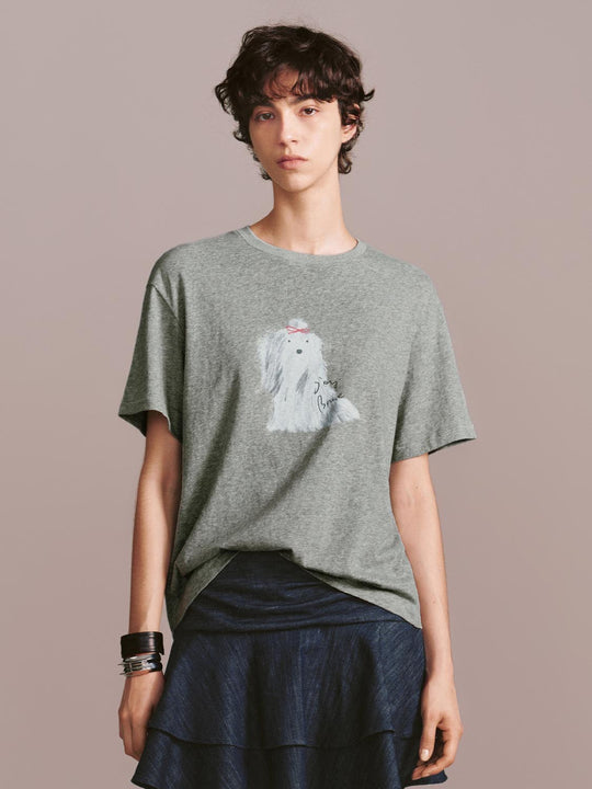 Printed Crew Neck Slight Stretch T-Shirts