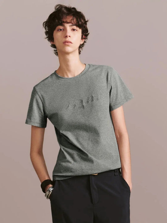 Cotton Blend Embroidered Script T-Shirts