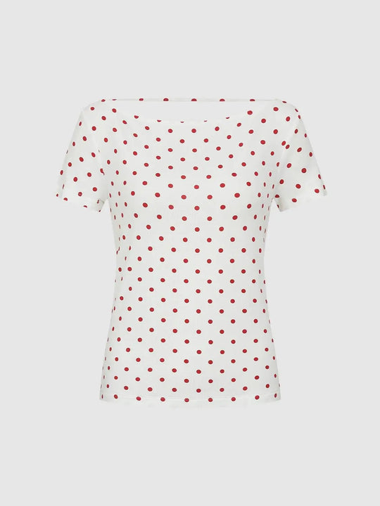 Polka Dot Open-Back T-Shirt