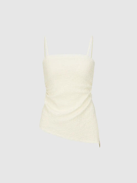 Textured Stretch Spaghetti Strap T-Shirt