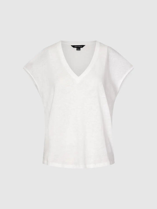 Cotton-Blend Thin Stretch Fabric V-Neck T-Shirts