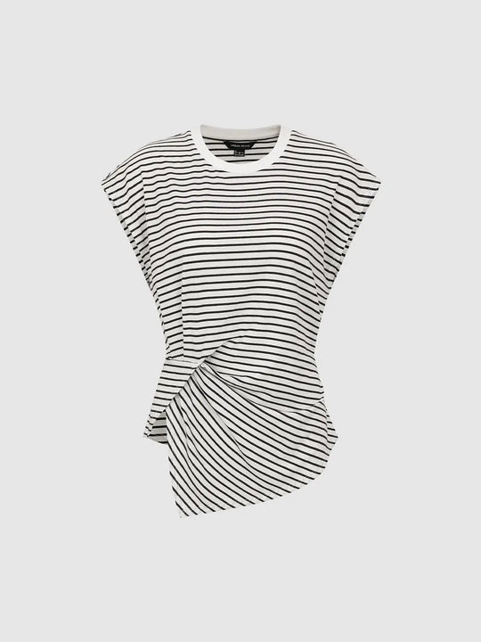 Striped Twist Knot Front T-Shirt