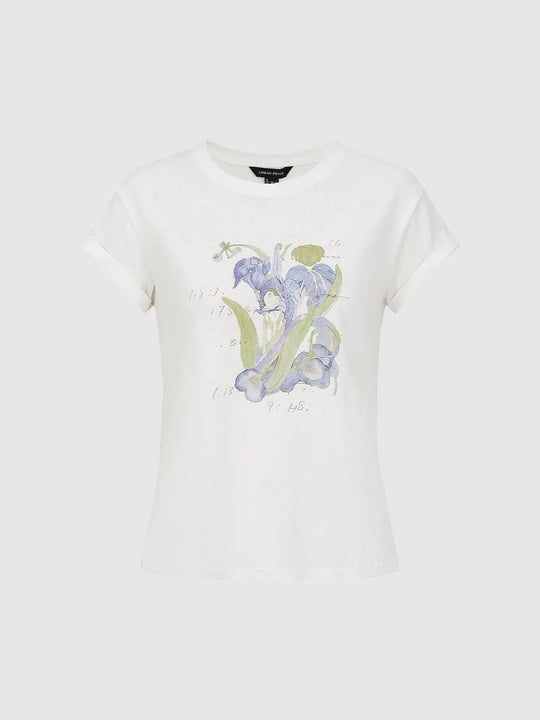 Cotton Watercolor Floral Print Lightweight T-Shirt
