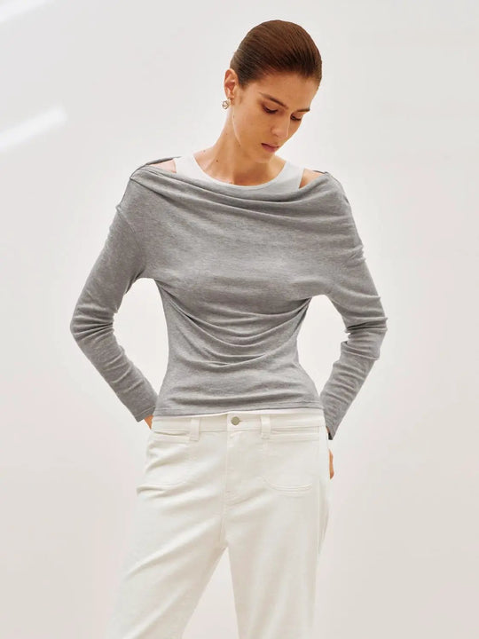 Asymmetric Long Sleeve Knit Top