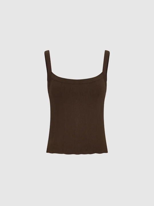 Ribbed Modal With Wide Straps And Moderate Stretch Tank Top