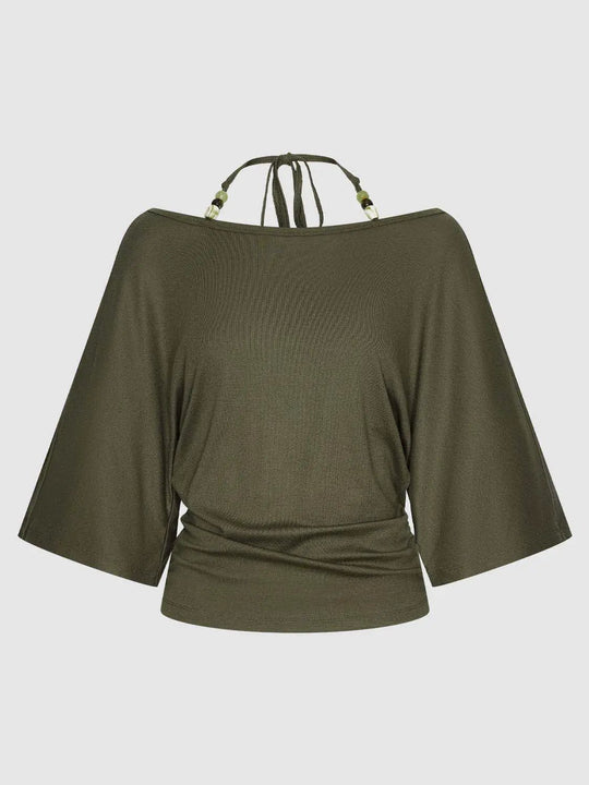 Batwing Sleeve Stretch Knit Top