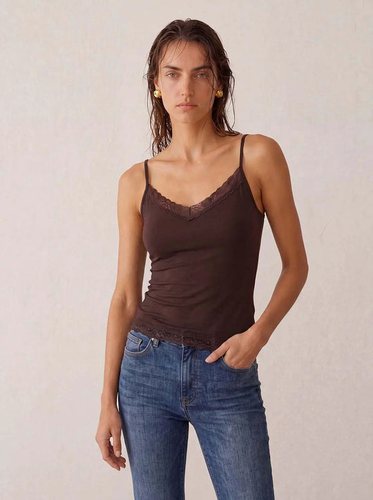 Lace Trim V-neck Cami Top