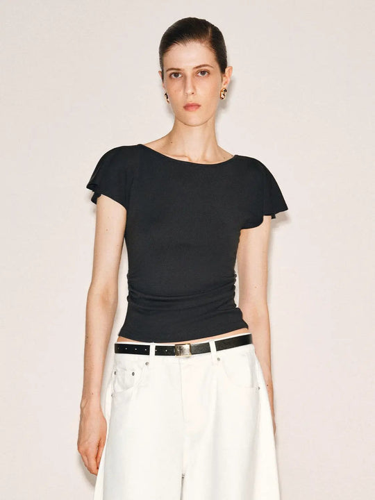 Ruffle Trim Modal Short Sleeve Tshirt