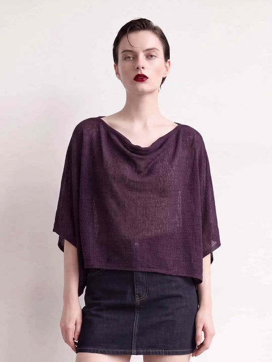 Strukturiertes Cropped-T-Shirt mit U-Boot-Ausschnitt und kurzen Ärmeln