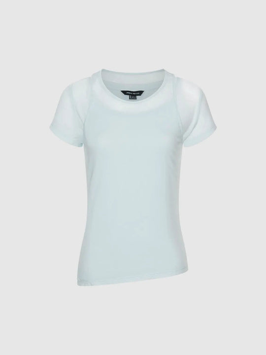 Fitted Crew Neck Short Sleeve Cotton Blend T-Shirt
