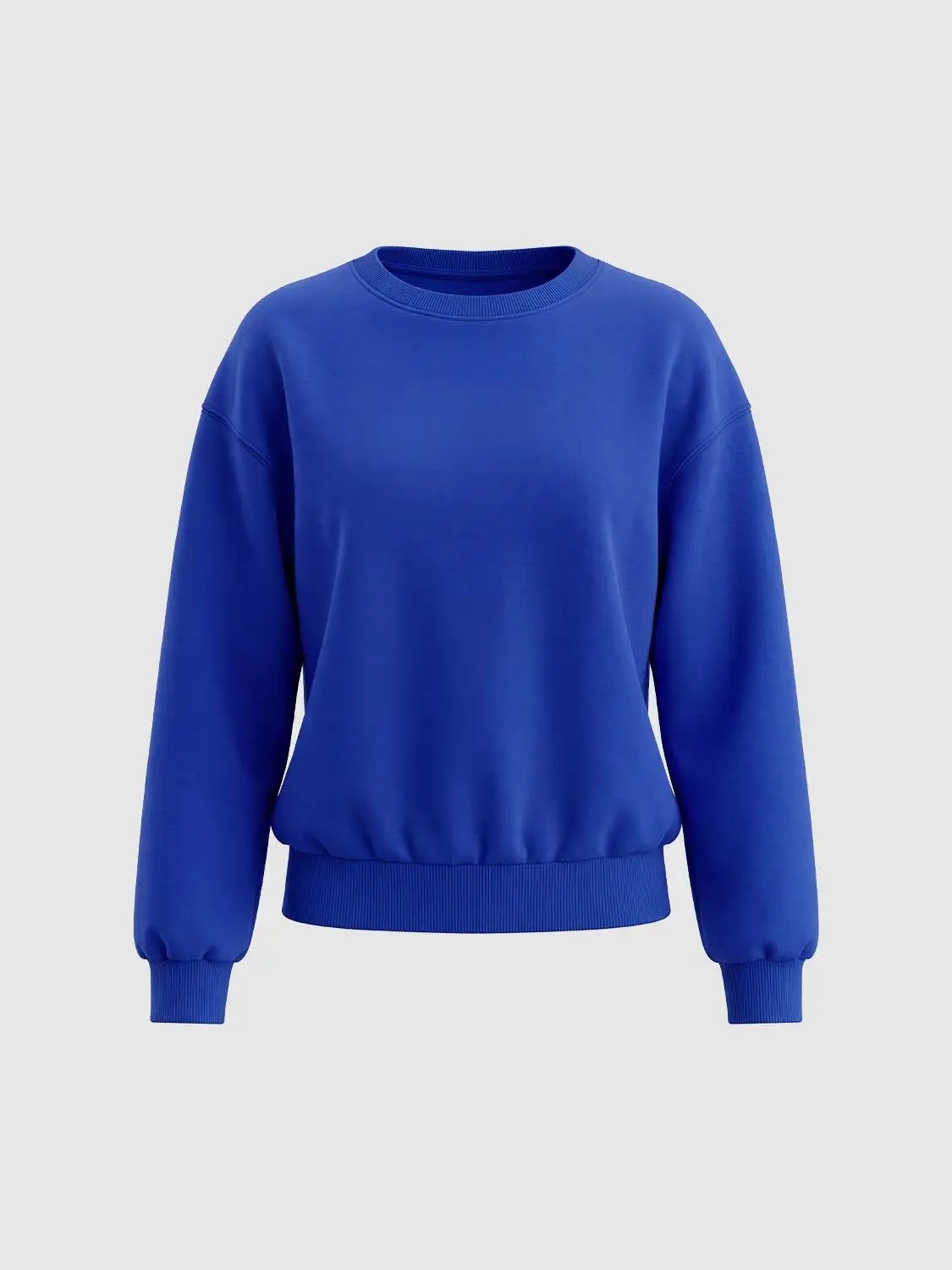Sweatshirt blue crewneck with ribbed cuffs and hem