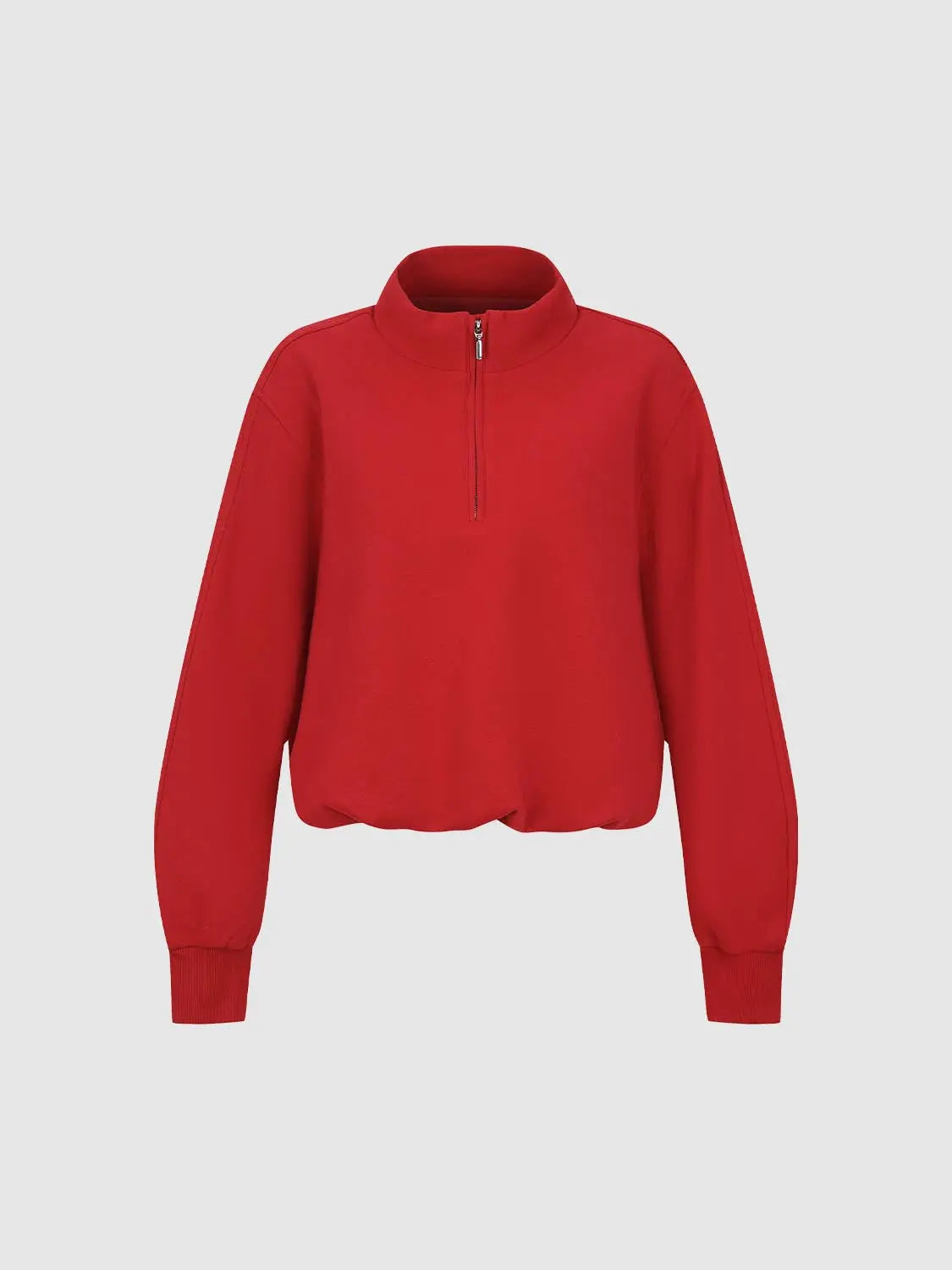 Sweatshirt, red, Urban Revivo, stand-collar with half-zip