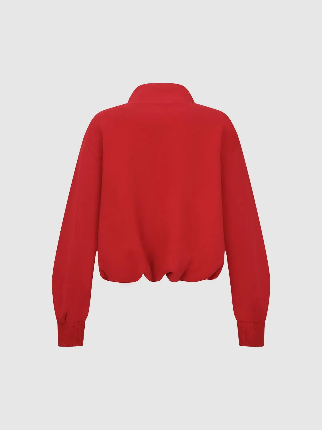 Red sweatshirt with cropped bubble hem and ribbed cuffs, Urban Revivo Fashion