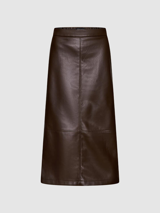 Faux Leather Straight Midi Skirts