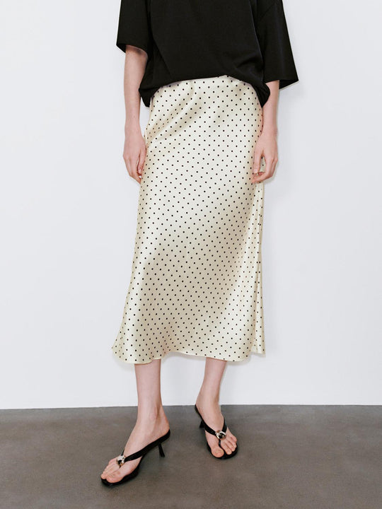 Polka Dotted Fishtail Midi Skirts