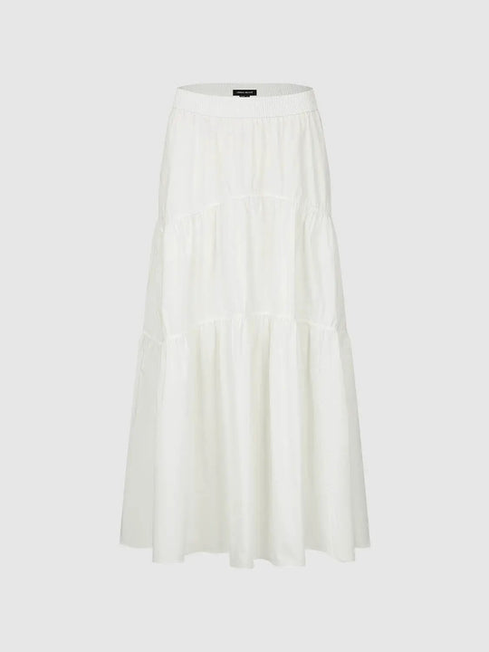 Pull On Seamed Tiered Loose-Fit A-Line Maxi Skirts