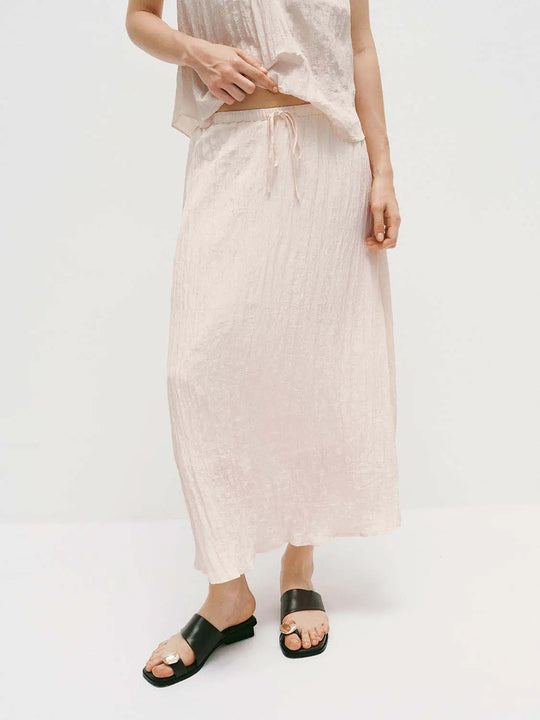 Textured Crinkle Weave With Subtle Vertical Lines And Lightweight Feel Skirt