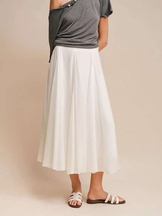 Pleated Flowing A-Line Maxi Skirt