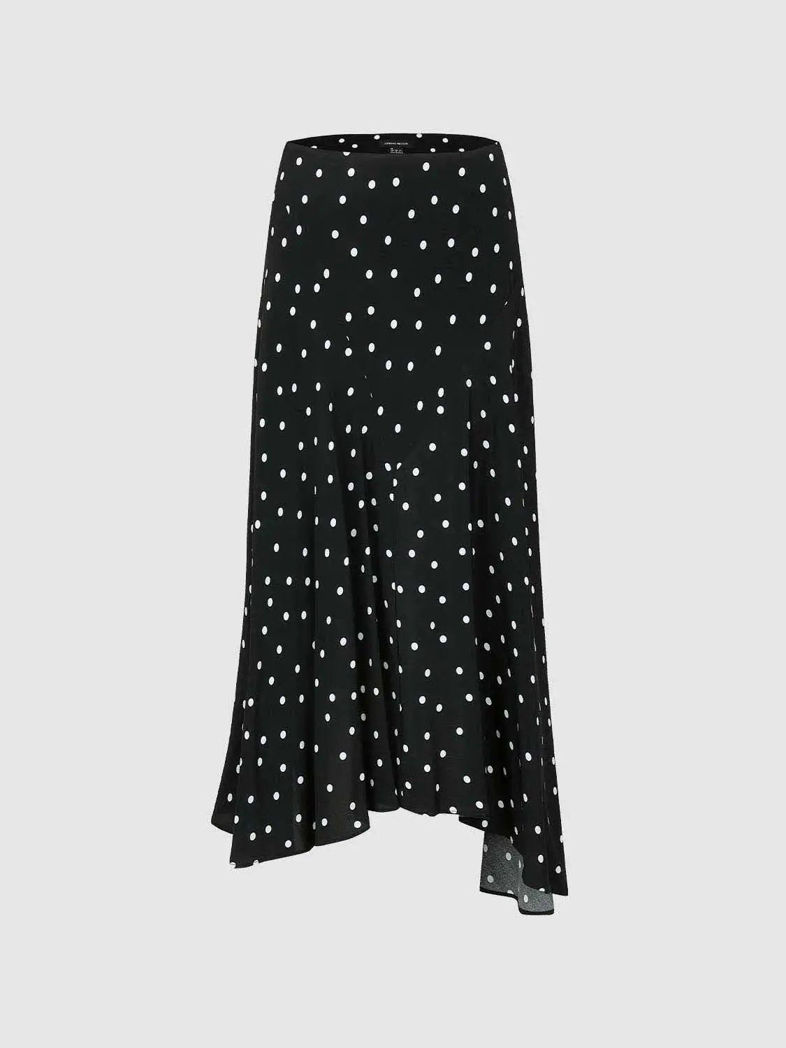 Polka dot black maxi wrap skirt with asymmetric hem by Urban Revivo