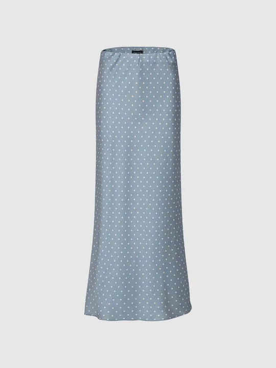 Polka Dot Pattern Fishtail Silhouette With Subtle Stretch Skirt