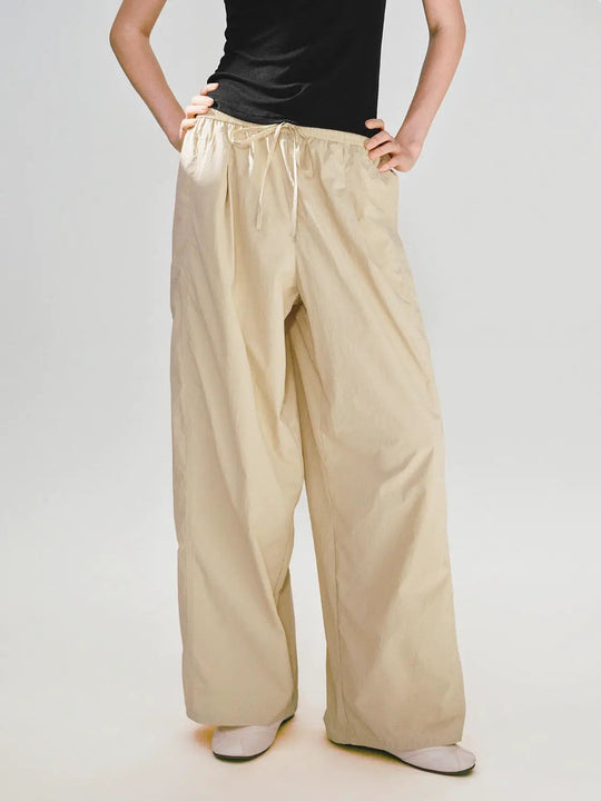 Drawstring Pull On Wide Leg Pants