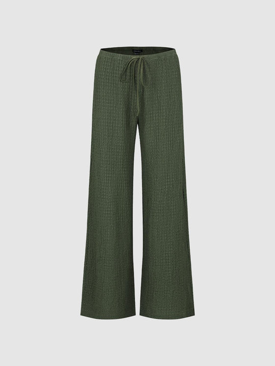 Drawstring Pull On Wide Leg Pants