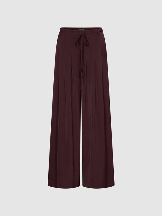 String Belt Pleated Wide Leg Pants
