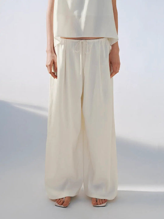 Lux Satin Wide Leg Drawstring Lounge Pants