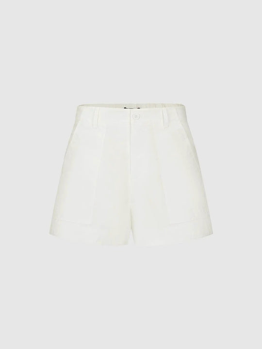 Cotton Blend Pleated Stretch With Elastic Waist Shorts