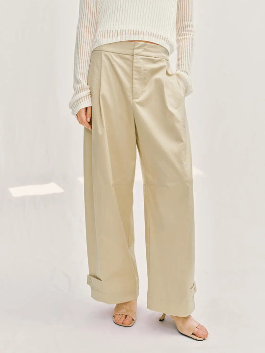 Curved Wide-leg Cotton Lyocell Blend Pants