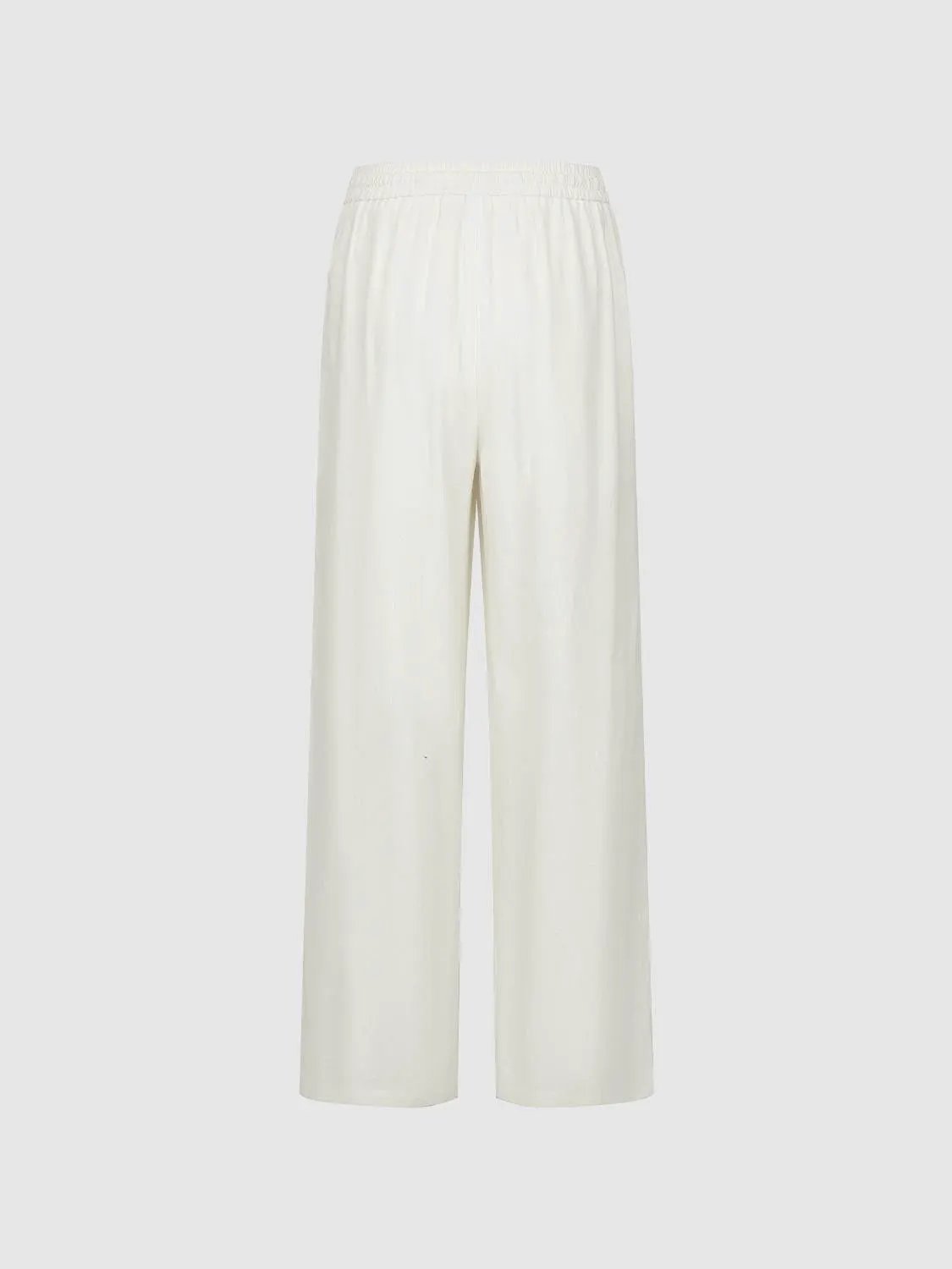 Wide-leg pants in white with elastic waistband, Urban Revivo Fashion.