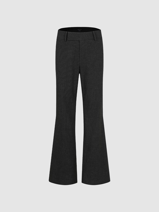 Striped Mid-rise Tailored Flared Pants
