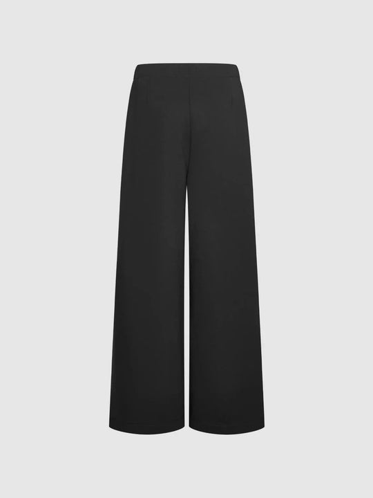 Wide-leg High-waisted Cotton Blend Pants