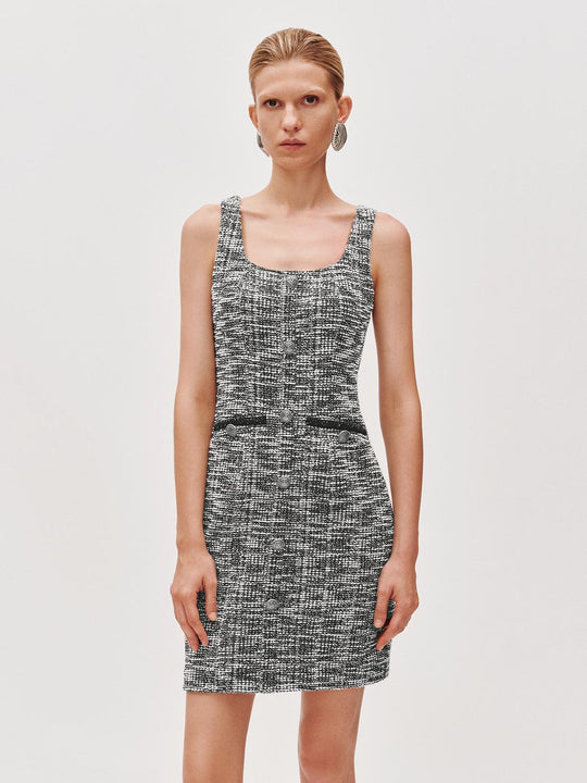 Sleeveless Button Detail Skinny Midi Dresses