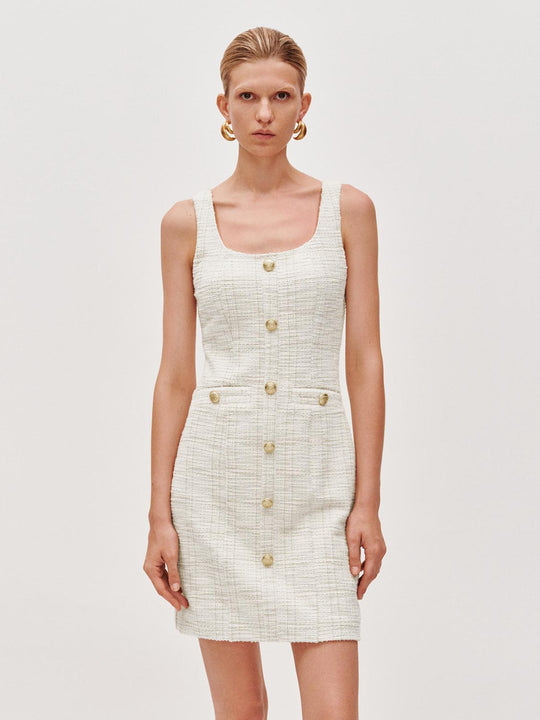 Abiti midi skinny senza maniche con dettagli a bottoni